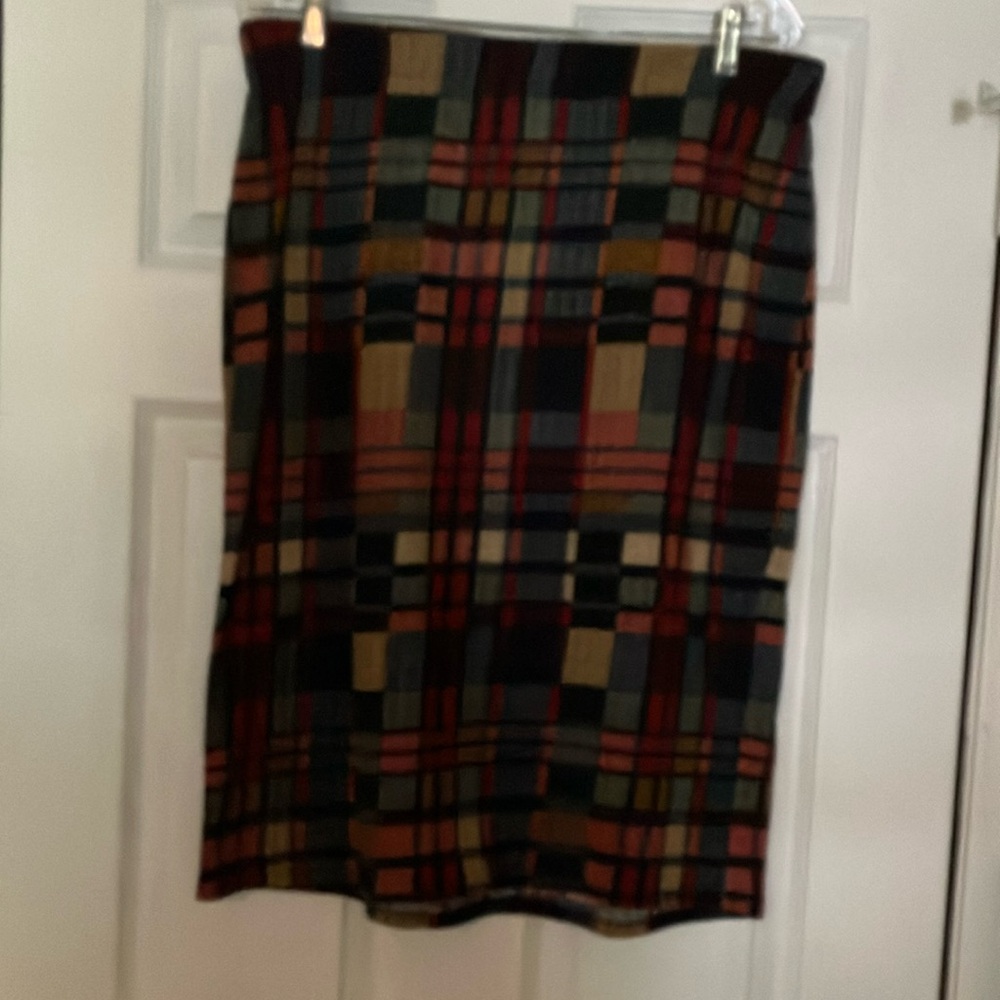 Red and Black and Gray Knee-Length Skirt for Casual Wear